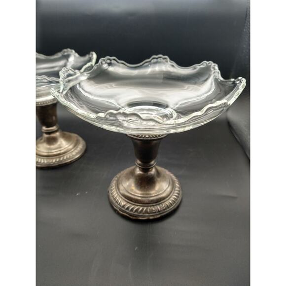 Vintage Sterling Silver & Glass Compote Dishes by R.M. Whiting – Set of 2 - Picture 4 of 16